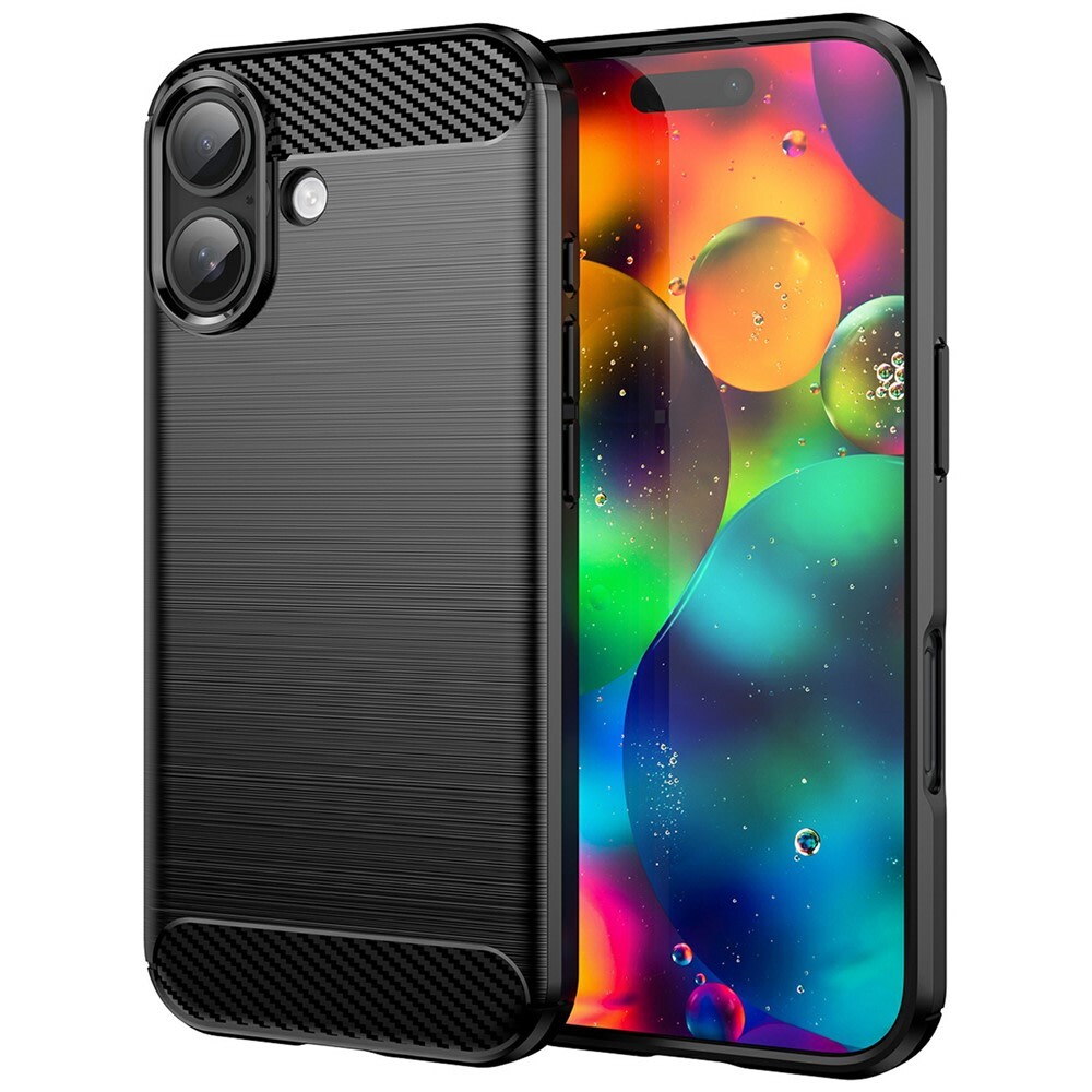 TPU gél tok "Brushed Carbon" iPhone 17 készülékekhez - fekete