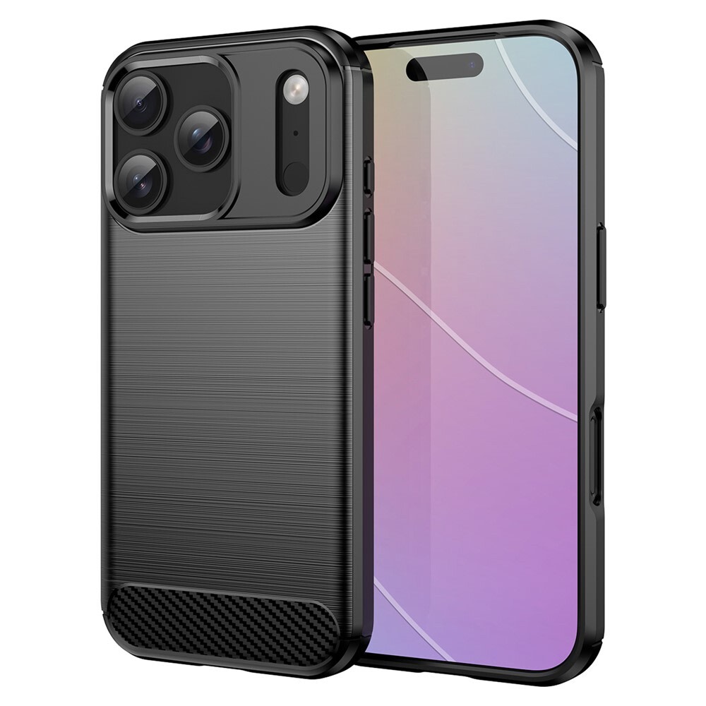 TPU gél tok "Brushed Carbon" iPhone 17 Pro készülékekhez - fekete
