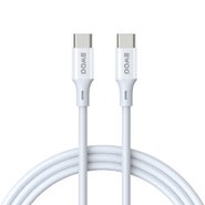 Töltő- és adatkábel BWOO USB-C–USB-C 480 Mb/s adatátvitellel és 60W gyorstöltéssel – 1m – fehér