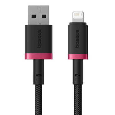 USB-lightning töltő- és adatkábel Baseus Dura Series - 2.4A, 480Mbps - 1 m - piros/fekete