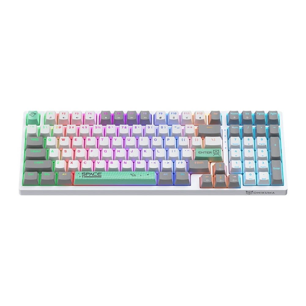 Mechanikus gamer billentyűzet Onikuma "G38" 98 billentyűvel és RGB világítással – fehér