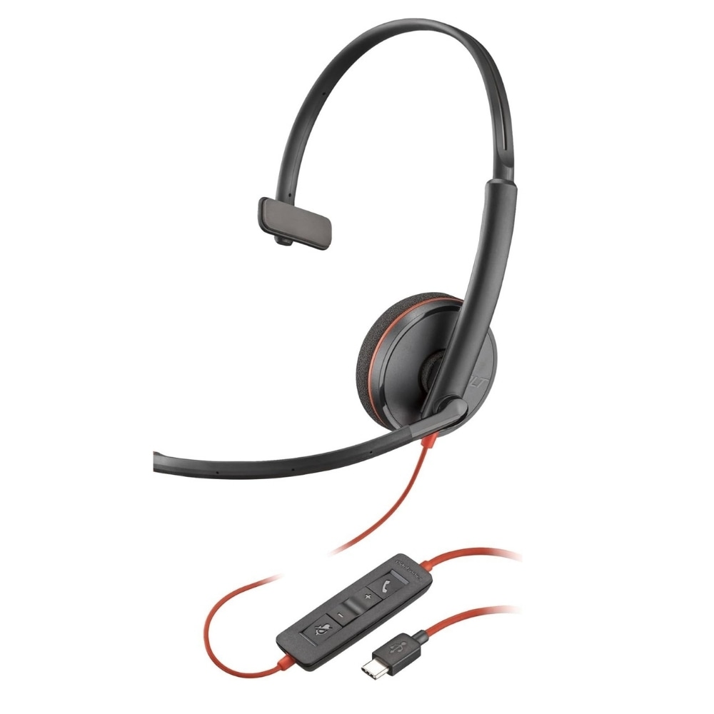 Call center fejhallgató HP Poly "Blackwire C3210" USB-C/A csatlakozóval és aktív zajszűréssel – fekete