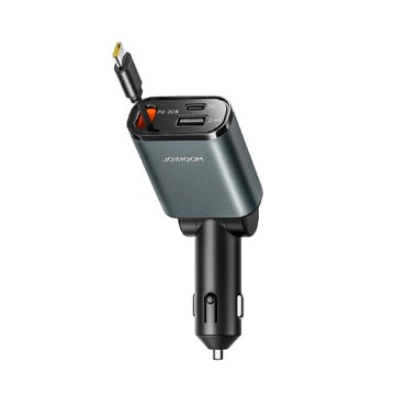 Autós töltő Joyroom "CCL07" 3 az 1-ben USB-C és USB-A bemenettel, valamint egy kihúzható USB-C kábellel – 30W – fekete Autós töltő Joyroom "CCL07" 3 az 1-ben USB-C és USB-A bemenettel, valamint egy kihúzható USB-C kábellel – 30W – fekete