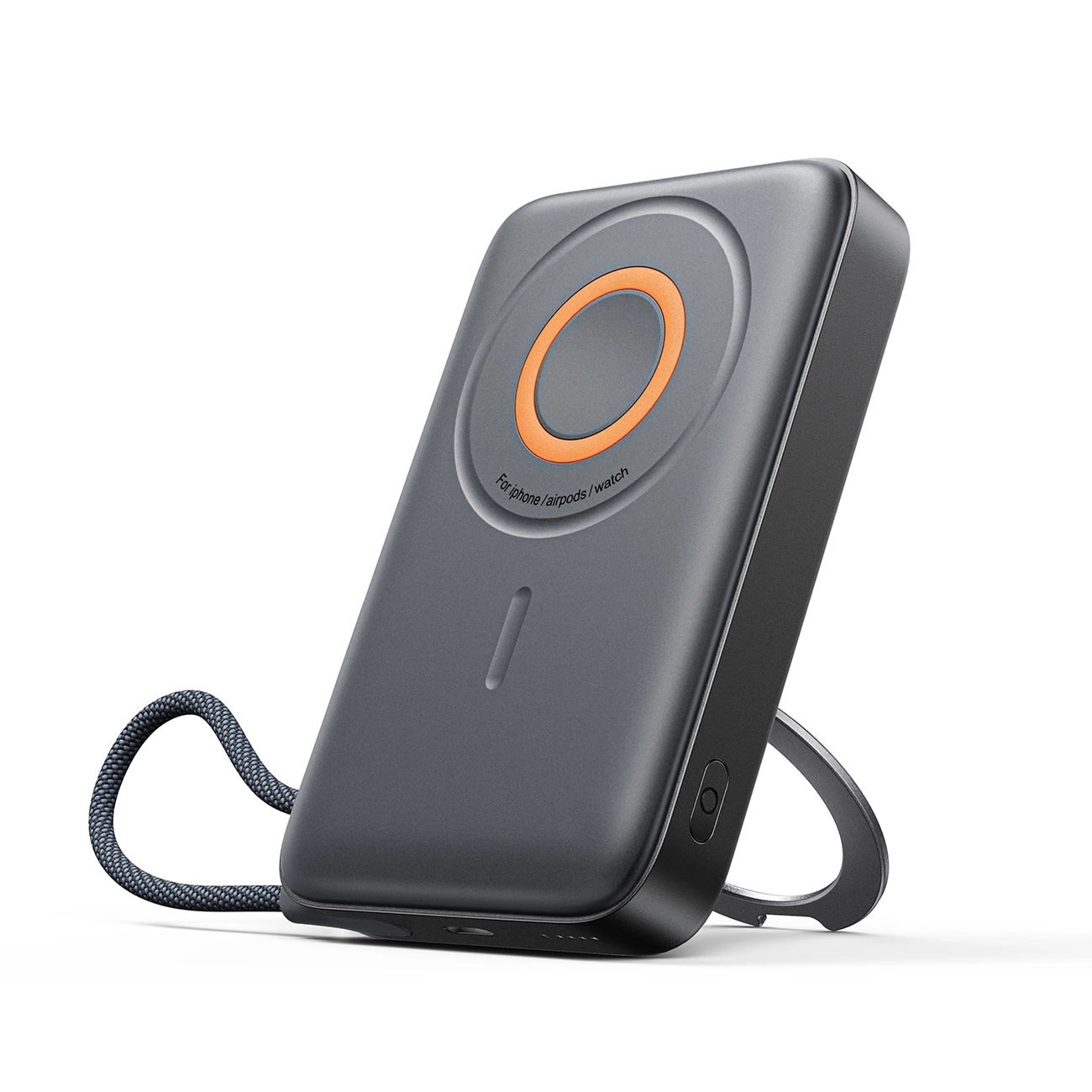 Power bank Joyroom "PBM02" 3 az 1-ben egy USB-C kimenettel, beépített kihúzható USB-C kábellel és vezeték nélküli MagSafe töltéssel, 22,5W – 10000 mAh – fekete