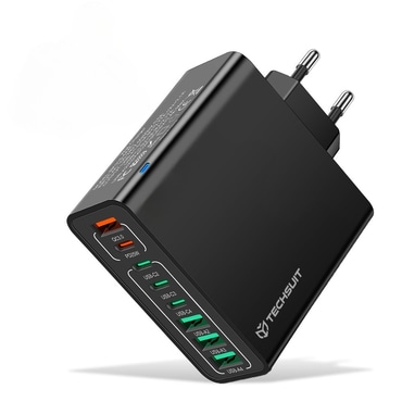 Fali töltő Techsuit "CHPD224" 8 kimenettel (4× USB + 4× USB-C) és 65W gyorstöltéssel – fekete Fali töltő Techsuit "CHPD224" 8 kimenettel (4× USB + 4× USB-C) és 65W gyorstöltéssel – fekete