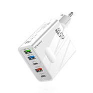 Fali töltő Techsuit "PentaXPower" 5 kimenettel (3× USB + 2× USB-C PD), GaN technológiával, 65W teljesítménnyel – fehér Fali töltő Techsuit "PentaXPower" 5 kimenettel (3× USB + 2× USB-C PD), GaN technológiával, 65W teljesítménnyel – fehér