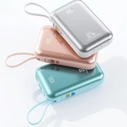 Joyroom "JR-PBF27" 10000 mAh power bank 22.5W gyorstöltéssel, beépített USB-C és Lightning kábelekkel, LED kijelzővel - kék