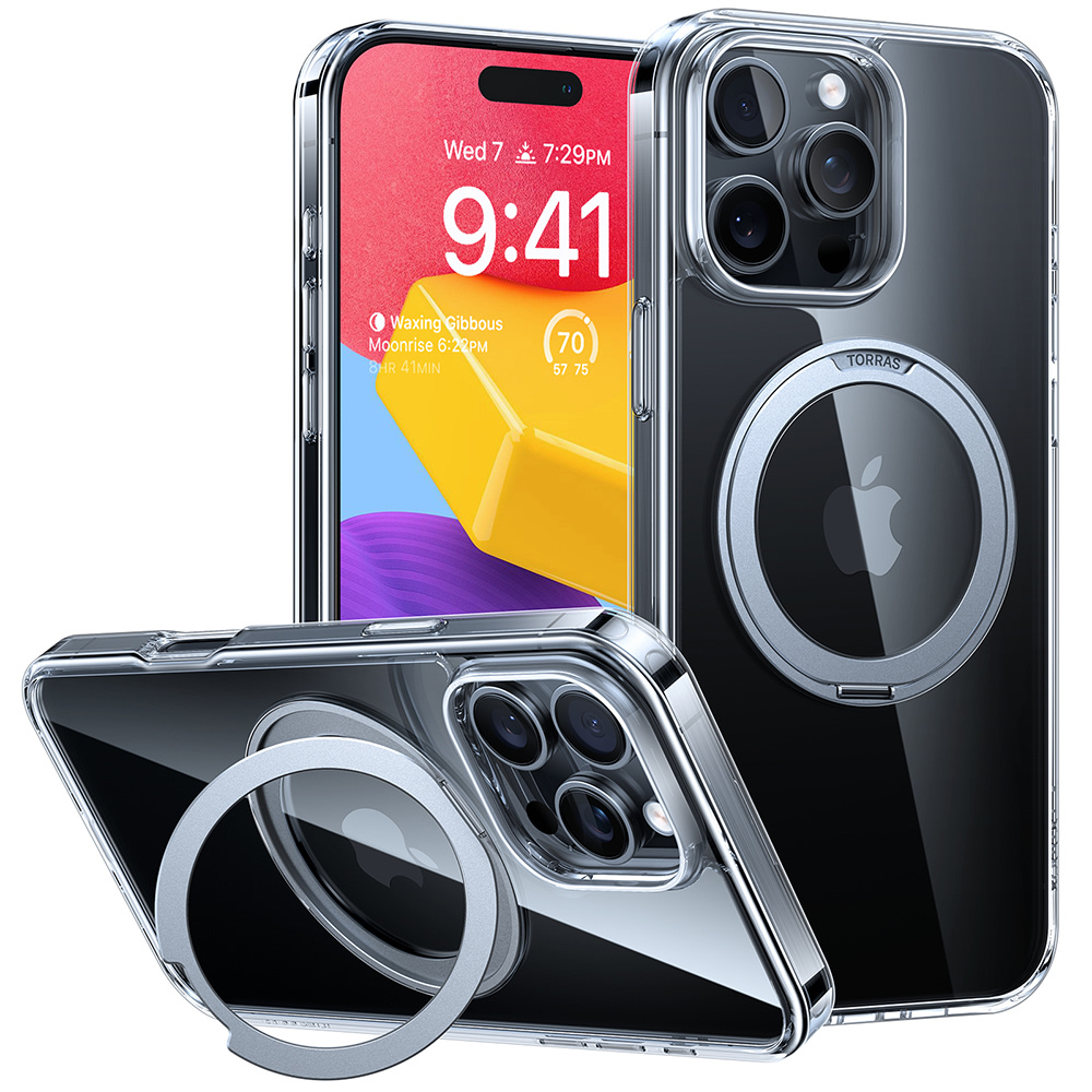 Prémium tok Torras "Ostand Pro" iPhone 16 Pro készülékekhez - clear