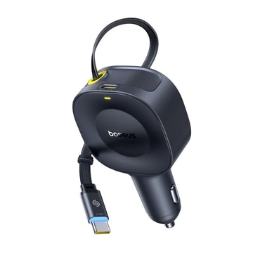 Baseus PrimeTrip VR2 autós töltő visszahúzható USB-C kábellel, 30 W töltési teljesítménnyel és extra USB-C kimenettel - cosmic black Baseus PrimeTrip VR2 autós töltő visszahúzható USB-C kábellel, 30 W töltési teljesítménnyel és extra USB-C kimenettel - cosmic black