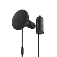 Baseus "CW01" mágneses autós tartó 15W MagSafe vezeték nélküli töltéssel és 25W USB-A kimenettel - fekete