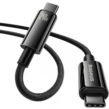 Töltő- és adatátviteli 240W USB-C kábel Baseus Tungsten Gold – 2m – fekete Töltő- és adatátviteli 240W USB-C kábel Baseus Tungsten Gold – 2m – fekete