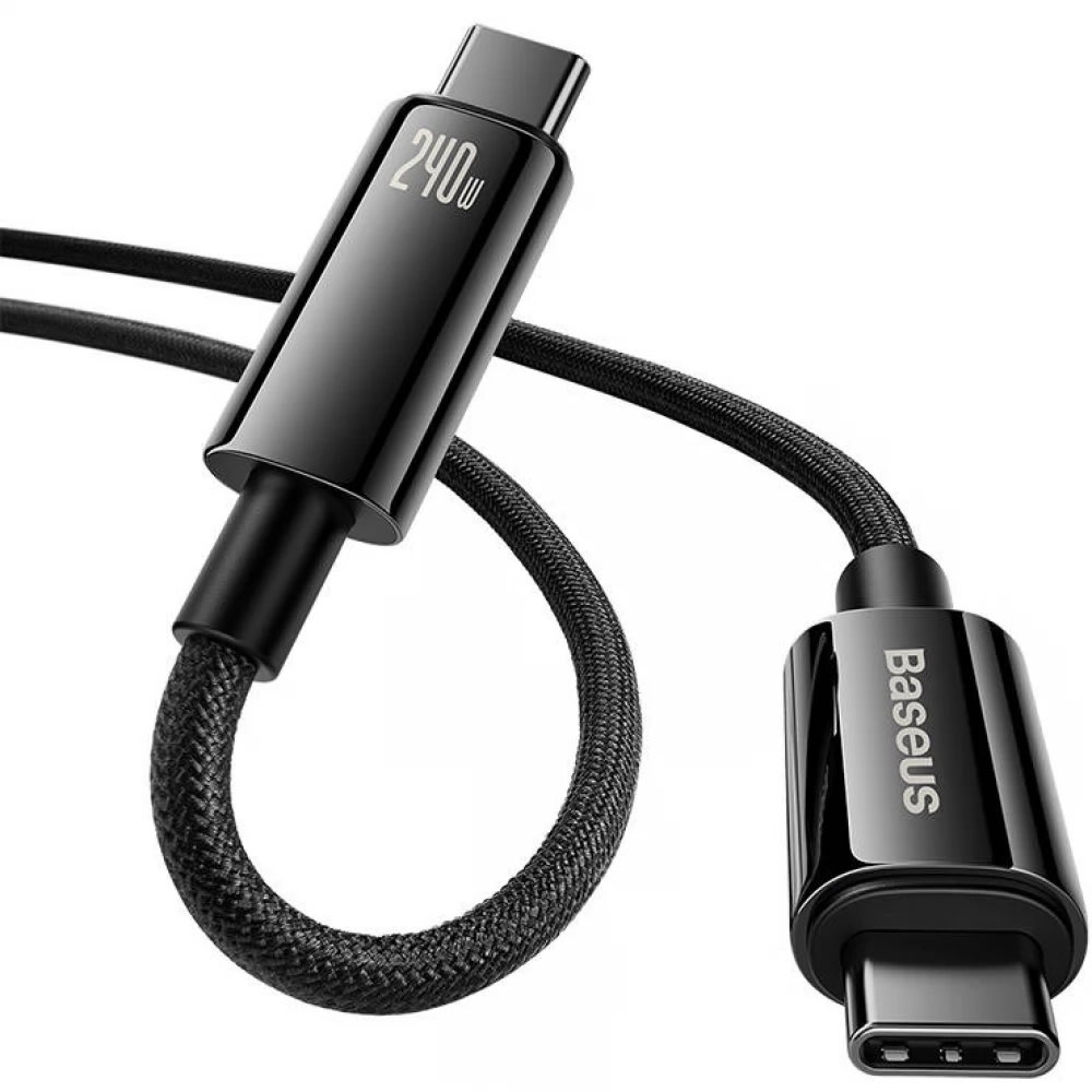 Töltő- és adatátviteli 240W USB-C kábel Baseus Tungsten Gold – 2m – fekete