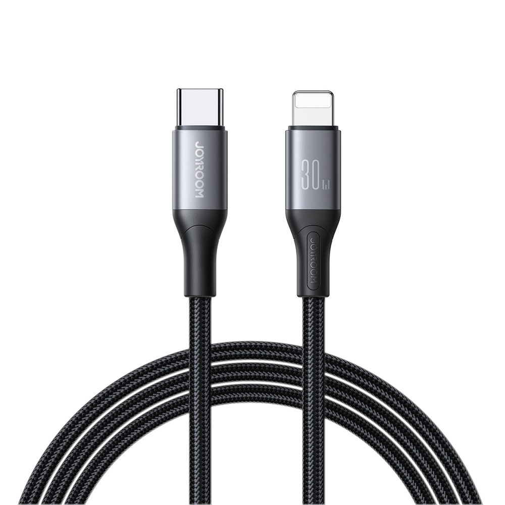 USB–Lightning kábel Joyroom "S-A28" 30W töltéssel és 480 Mbps adatátvitellel – 1m – fekete