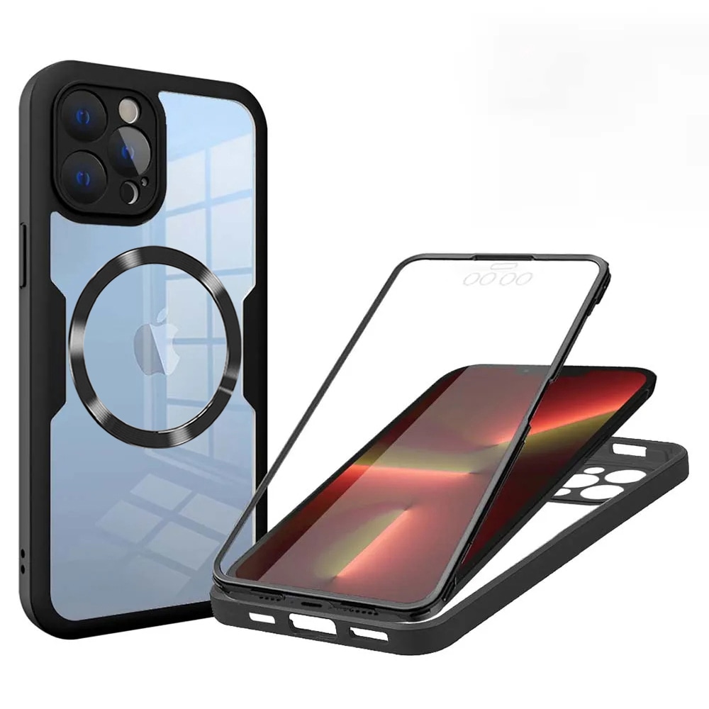 Hibrid tok Techsuit "ColorVerse 360 MagSafe" teljes körű védelemmel iPhone 13 Pro - hoz - fekete