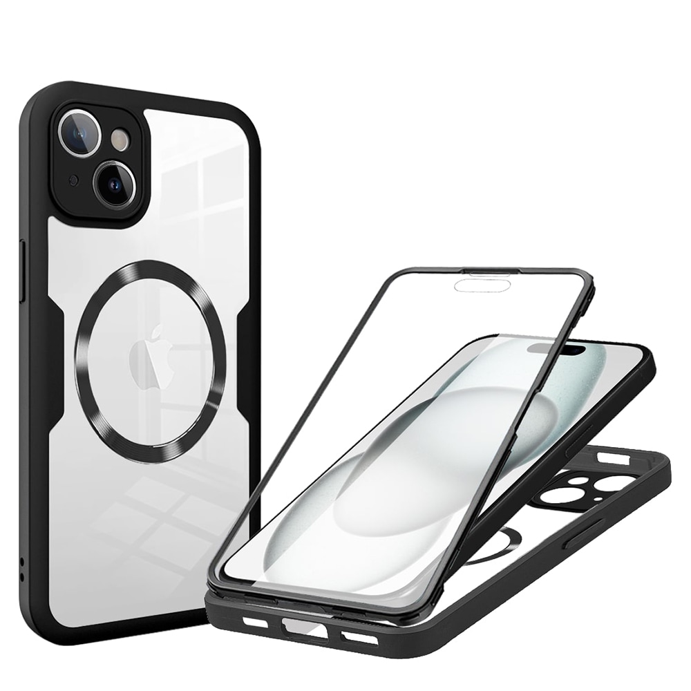 Hibrid tok Techsuit "ColorVerse 360 MagSafe" teljes körű védelemmel iPhone 15 - hoz - fekete