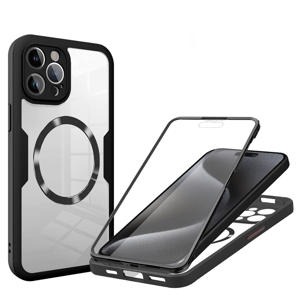 Hibrid tok Techsuit "ColorVerse 360 MagSafe" teljes körű védelemmel iPhone 15 Pro Max - hoz - fekete