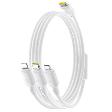 Töltő- és adatátviteli 100W kábel Baseus "Silky" 3 az 1-ben USB-C–Micro-USB, Lightning és USB-C – 1,5 m – Moon White Töltő- és adatátviteli 100W kábel Baseus "Silky" 3 az 1-ben USB-C–Micro-USB, Lightning és USB-C – 1,5 m – Moon White