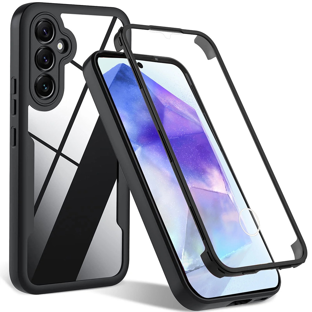 Hibrid tok Techsuit "ColorVerse 360" teljes körű védelemmel Samsung Galaxy A55 - hoz - fekete