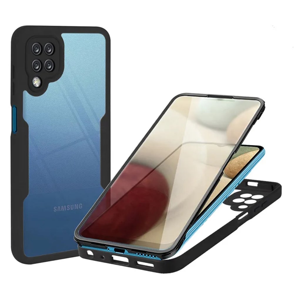 Hibrid tok Techsuit "ColorVerse 360" teljes körű védelemmel Samsung Galaxy A12 - hoz - fekete