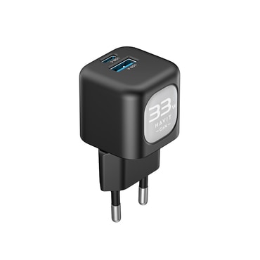 Havit UC230 33W fali aljzatos töltő USB-C és USB csatlakozóval – fekete Havit UC230 33W fali aljzatos töltő USB-C és USB csatlakozóval – fekete
