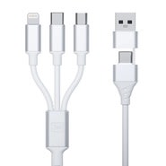 3mk "Hyper" 3 az 1-ben töltő- és adatkábel USB-C/USB-A - Micro-USB, Lightning és USB-C - 1,5 m - white