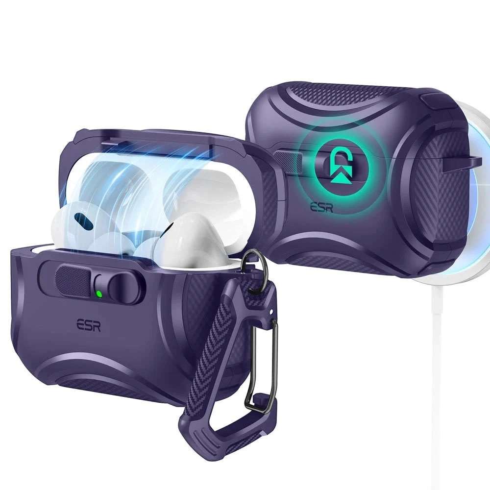 ESR Cyber FlickLock védőtok MagSafe-kompatibilitással Apple AirPods Pro 3 - hoz - purple