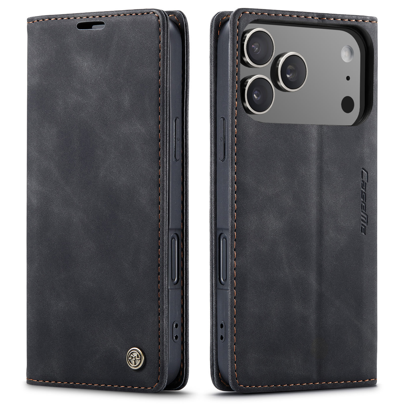 Nyitható tok CaseMe MagFlip kiváló védelemmel és automatikus mágneses zárással iPhone 17 Pro készülékekhez - smooth black