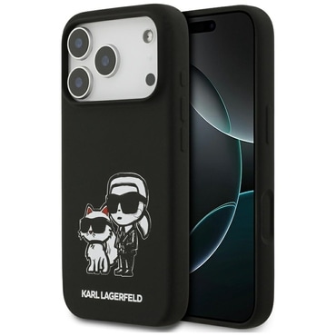 Eredeti tok Karl Lagerfeld "Black Karl and Choupette Magsafe" iPhone 17 Pro készülékekhez - fekete Eredeti tok Karl Lagerfeld "Black Karl and Choupette Magsafe" iPhone 17 Pro készülékekhez - fekete