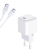 3mk "HyperCharge" fali töltő PD 25W USB-C kimenettel és GaN technológiával + USB-C kábel - fehér