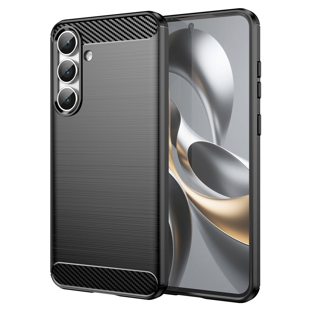 TPU gél tok "Brushed Carbon" Samsung Galaxy S25 Edge készülékekhez - fekete