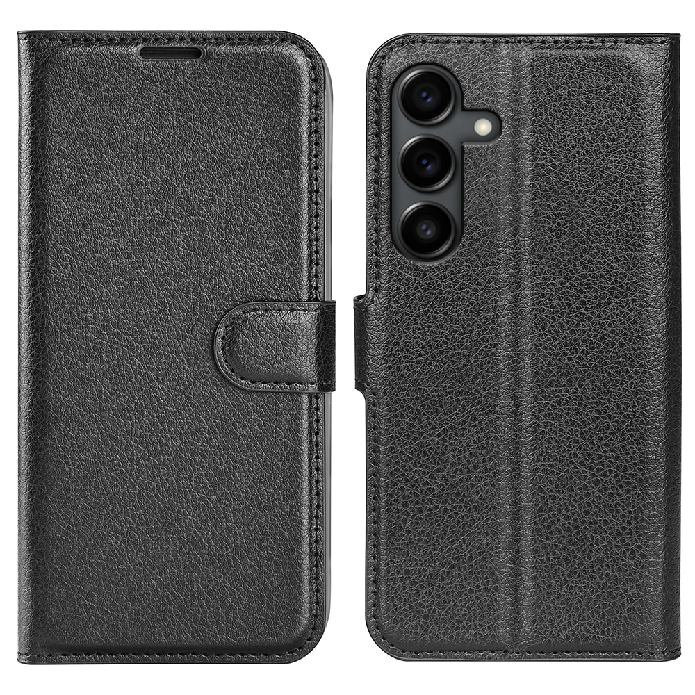 Nyitható tok "Litchi" Samsung Galaxy S25 FE készülékekhez - fekete