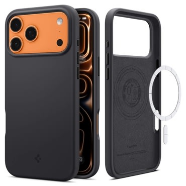 Tok Spigen "Silicone Fit Mag" mágnesses vezeték nélküli MagSafe töltéshez iPhone 17 Pro Max készülékekhez - black