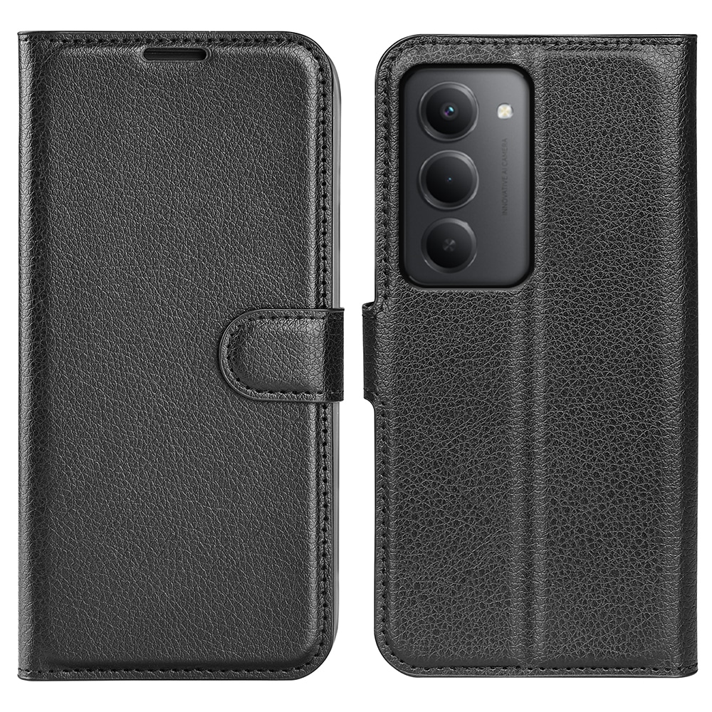 Nyitható tok "Litchi" Xiaomi Redmi 15 4G / Redmi 15 5G készülékekhez - fekete