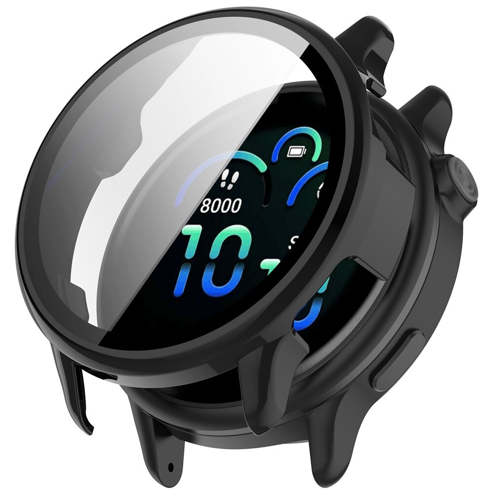Kemény TPU tok üvegfóliával Garmin Vivoactive 6 órákhoz - fekete