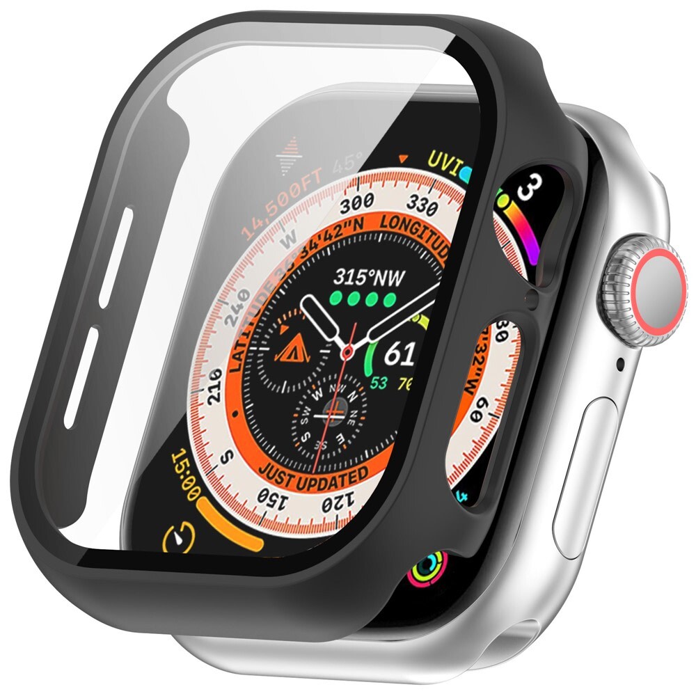 Kemény TPU tok üvegfóliával Apple Watch Series 11 / 10 46mm órákhoz - fekete