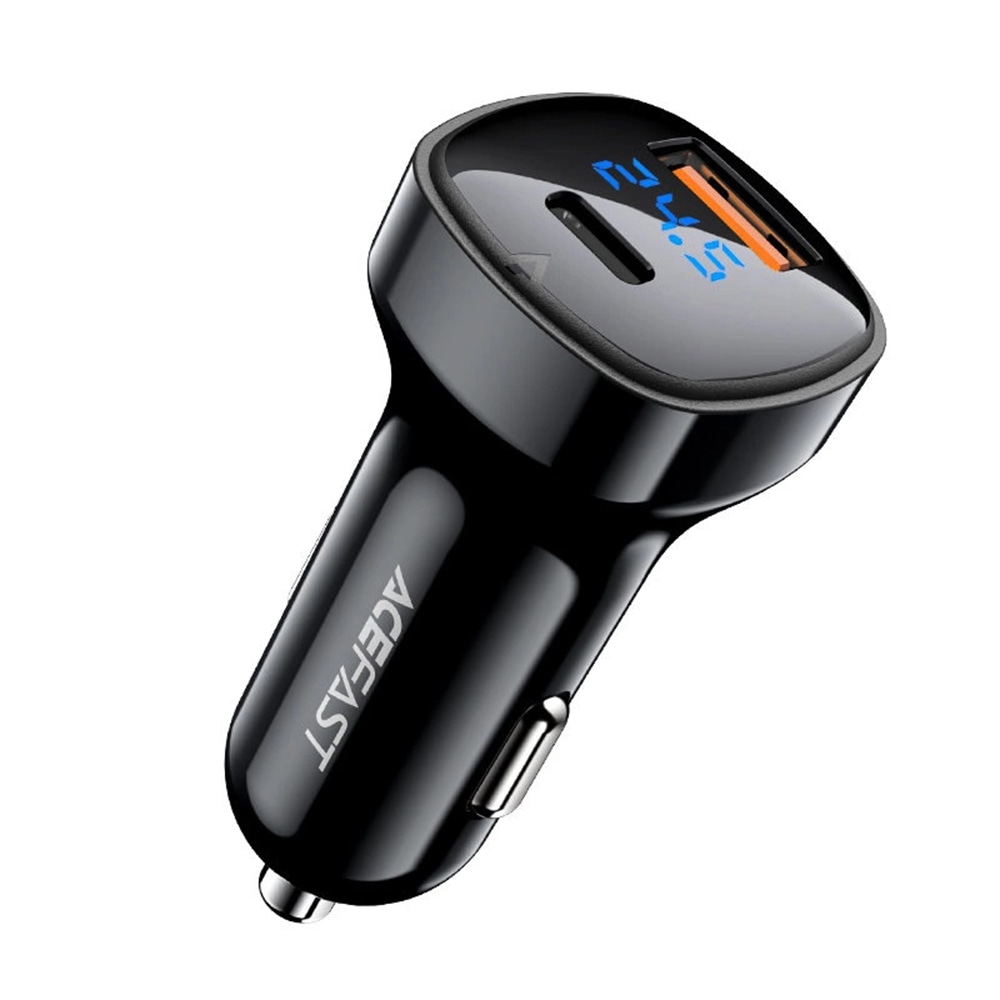 Kompakt 66W GaN autós töltő Acefast B4 USB-C és USB-A kimenettel – fekete