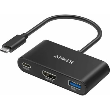 USB-C – HDMI / USB-A / USB-C elosztó adapter Anker "PowerExpand" – fekete