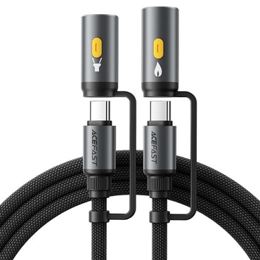 Acefast "J4" 3 az 1-ben fonott töltő- és adatkábel – USB-C–USB-C, LED-fényes adapterrel és cigarettagyújtó adapterrel, gyorstöltés 60W – 1,2 m – fekete Acefast "J4" 3 az 1-ben fonott töltő- és adatkábel – USB-C–USB-C, LED-fényes adapterrel és cigarettagyújtó adapterrel, gyorstöltés 60W – 1,2 m – fekete