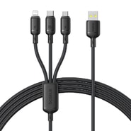 Baseus "Rapid Series" töltőkábel – 3 az 1-ben USB–USB-C, Lightning és Micro USB csatlakozókkal, gyorstöltés 100W – 1,5 m – fekete