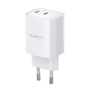 Fali 45 W-os töltő Havit UC45W, 2x USB-C csatlakozóval – fehér