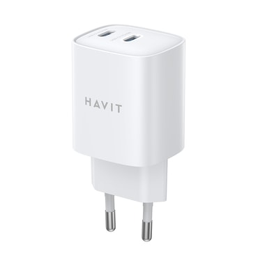 Fali 45 W-os töltő Havit UC45W, 2x USB-C csatlakozóval – fehér Fali 45 W-os töltő Havit UC45W, 2x USB-C csatlakozóval – fehér