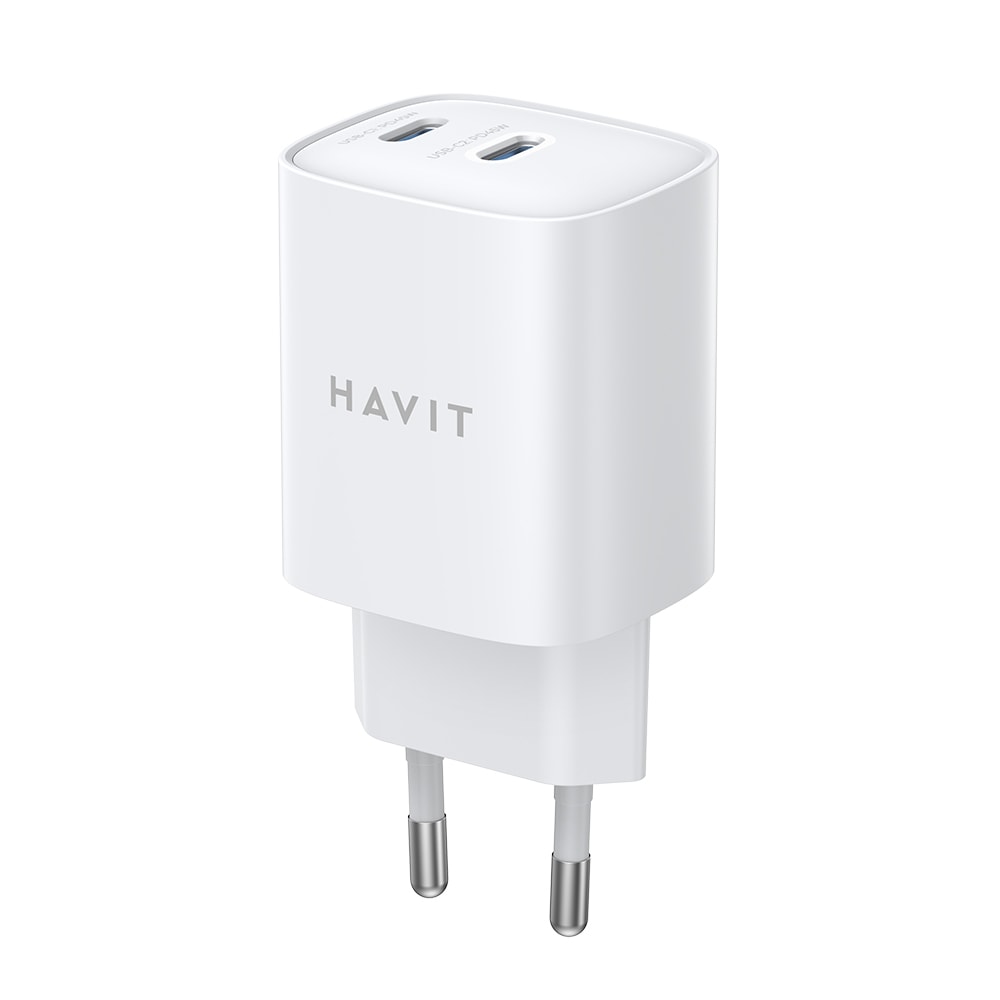 Fali 45 W-os töltő Havit UC45W, 2x USB-C csatlakozóval – fehér