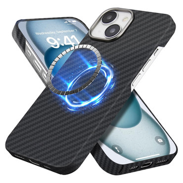 Prémium tok Techsuit Aramid Fiber MagSafe támogatással iPhone 15 - black