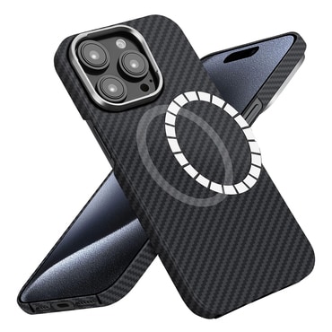 Prémium tok Techsuit Aramid Fiber MagSafe támogatással iPhone 15 Pro - black