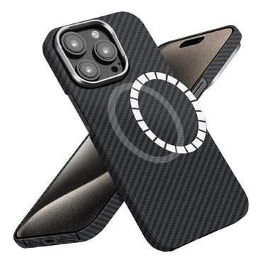 Prémium tok Techsuit Aramid Fiber MagSafe támogatással iPhone 15 Pro Max - black