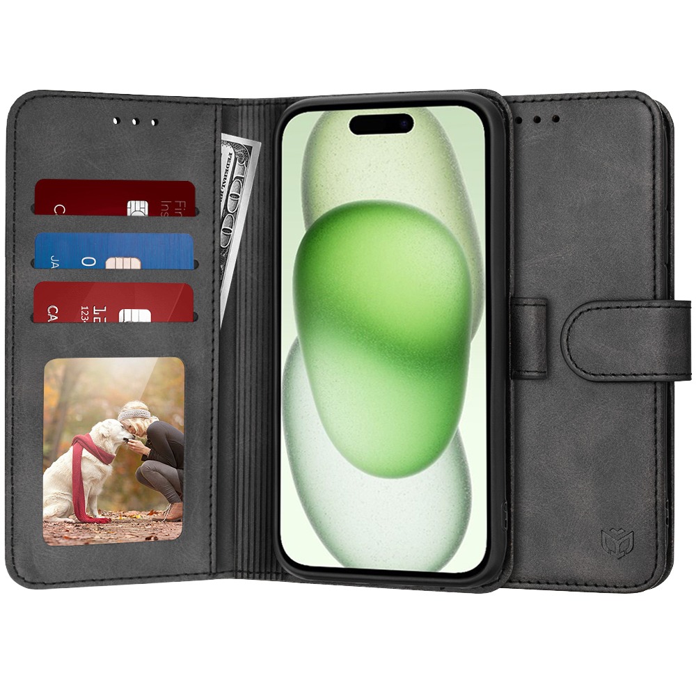 Nyitható tok Techsuit "Diary Book" iPhone 15 Plus készülékekhez - fekete