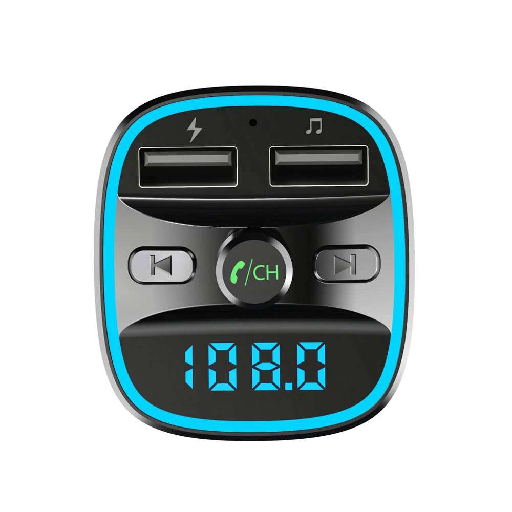 30W FM Bluetooth vevő és autós töltő JamLink - 2x USB, MicroSD, BT 5.0, QC3.0 gyorstöltés és LED világítás - fekete