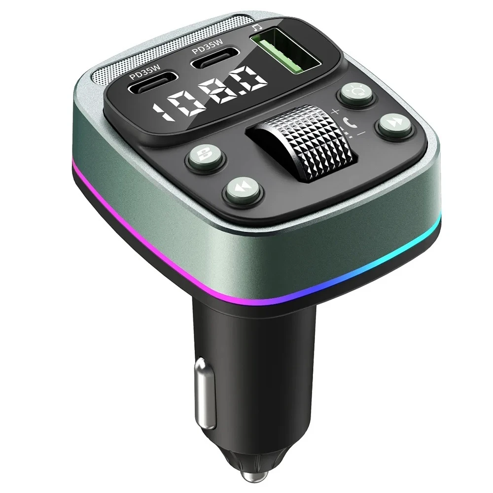 35W FM Bluetooth vevő és autós töltő EchoDrive - BT 5.4, kettős USB-C kimenet, gyorstöltés és intelligens LED világítás - fekete