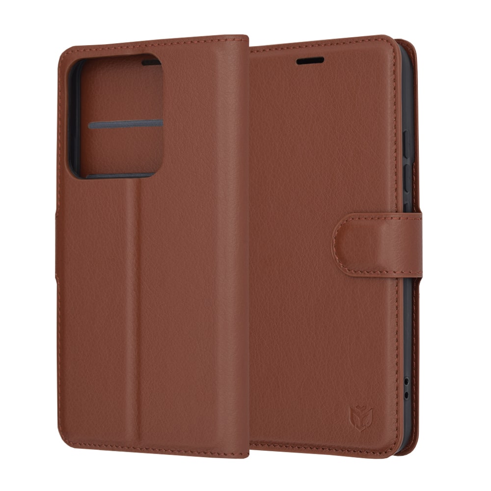 Nyitható tok Techsuit "Leather Folio" Xiaomi 15T készülékekhez - barna