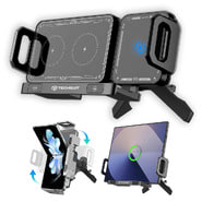 Techsuit ModoDock SW1 autós tartó 15W vezeték nélküli töltéssel, automatikus zárással és 90° forgatással - black
